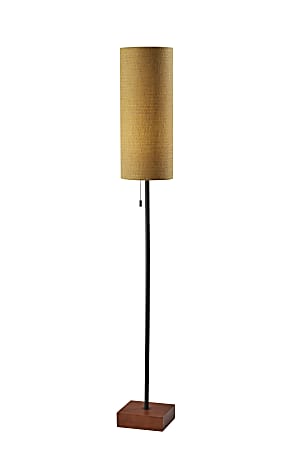 Adesso® Trudy Floor Lamp, 62"H, Mustard Shade/Walnut Base