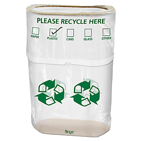 Amscan Pop-Up Trash Fling Plastic Recycling Bins, 13 Gallons, Green, Pack  Of 3 Bins