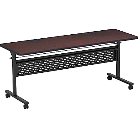 Lorell Flip Top Training Table - Mahogany Triangle, High Pressure Laminate (HPL) Top - 72" Table Top Width x 24" Table Top Depth - 30" Height - Assembly Required