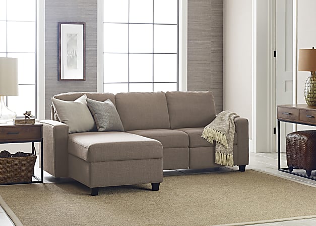 Serta® Palisades Reclining Sectional With Storage Chaise, Left, Oatmeal/Espresso