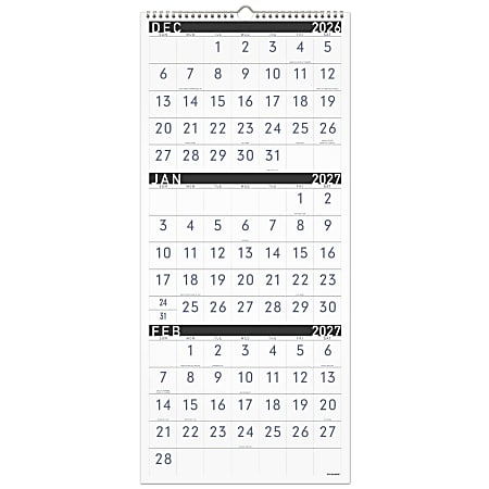 AT-A-GLANCE® Contemporary 2027 Three Month Reference Wall Calendar, Large, 12" x 27"