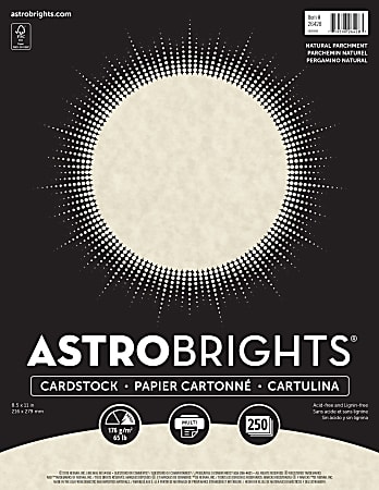 Astrobrights Color Cardstock, 8.5" x 11", FSC® Certified, 65 lb., Natural, Pack Of 250