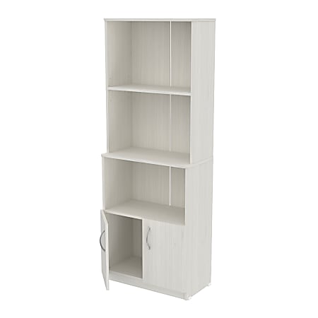 Inval 63"H Bookcase With Storage Area, Washed Oak
