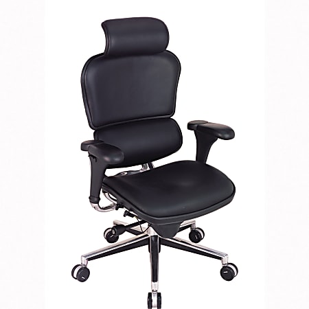 Eurotech Ergohuman Ergonomic Bonded Leather High-Back Chair, Black/Chrome
