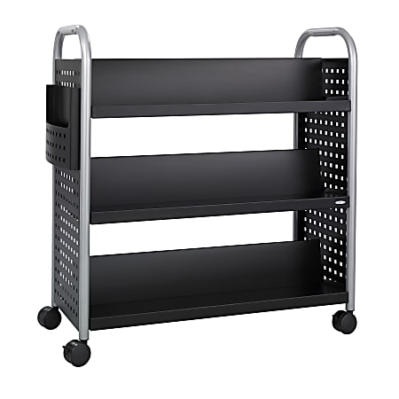 Safco® Scoot™ Steel Book Cart, 6 Double-Sided Shelves,