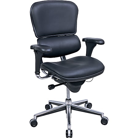 Eurotech Ergohuman Bonded Leather Mid Back Chair BlackChrome Office Depot