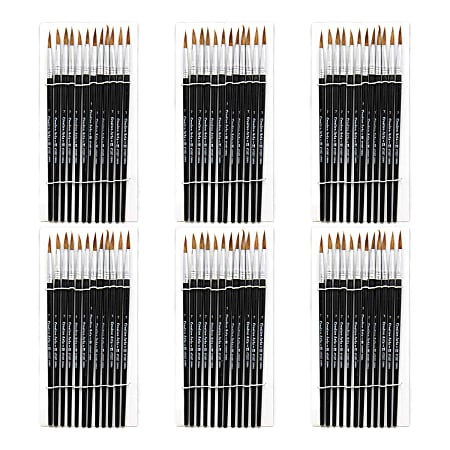 Charles Leonard Watercolor Paint Brushes, #7, 3/4", Camel Hair/Black Handle, Set Of 12 Brushes, Pack Of 6 Sets