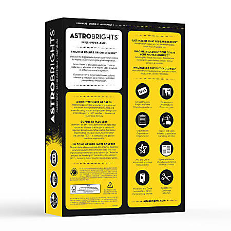 Astrobrights Colored Cardstock, 8-1/2 x 11 Inches, 65 lb, Breezy Blue, 250 Sheets, Yellow