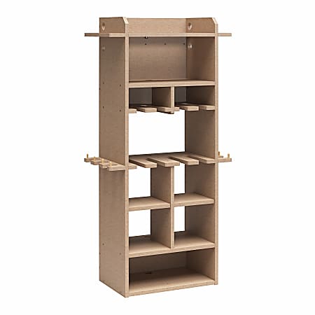 Systembuild Evolution Benford Extra-Large Adjustable Vertical Wall-Mount Tool Organizer, 47-9/16"H x 23-3/4"W x 11-3/4"D, Raw Board