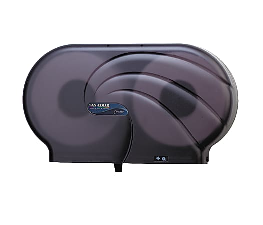 San Jamar 2-Roll Jumbo Toilet Tissue Dispenser, 19" x 5 1/4" x 12", Black Pearl