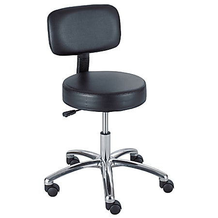 Safco® Pneumatic-Lift Lab Stool With Back, Black/Chrome