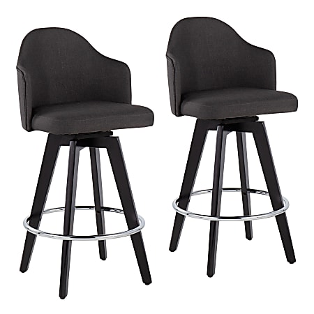 LumiSource Ahoy Counter Stools, Charcoal/Black, Set Of 2 Stools