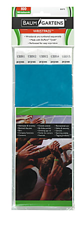 Baumgartens® Wrist Passes, Blue, Pack Of 100
