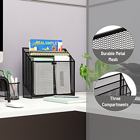 Mind Reader 3 Compartment Wire Mesh File Organizer Letter Size 11 12 H ...