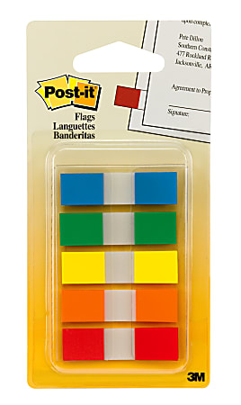 Post-it® Notes Mini Flags with Dispenser, 20 Flags Per Pad, Pack Of 5 Pads