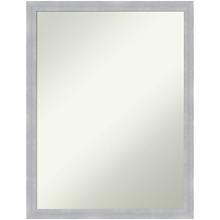 Amanti Art Narrow Non-Beveled Rectangle Framed Bathroom Wall Mirror, 26” x 20”, Grace Brushed Nickel