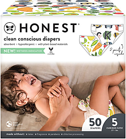 The Honest Company Clean Conscious Diapers, Size 5, Letters, 50 Diapers Per Box