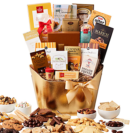Givens Golden Gourmet Gift Basket Set Set Of 18 Pieces - Office Depot