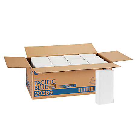 Pacific Blue Select® by GP PRO, 1-Ply, Multifold Towels, 9.2" X 9.4", 40% Recycled, White, 250 Sheets per Pack, 16 Packs Per Case