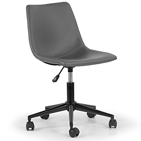 Glamour Home Adan Ergonomic Faux Leather Mid-Back Adjustable Height Swivel Office Task Chair, Gray