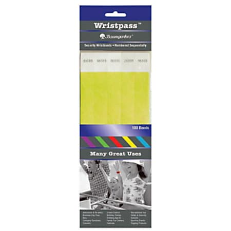 Baumgartens® Wrist Passes, Yellow, Pack Of 100