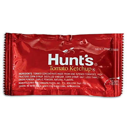 Hunt's Tomato Ketchup Single Serve Packets, 0.32 Oz, Case Of 1,000 Packets