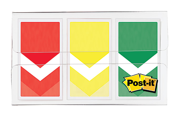 Post-it® Arrow Flags, 1", Prioritization, Stoplight Colors, 20 Flags Per Pad, Pack Of 3 Pads