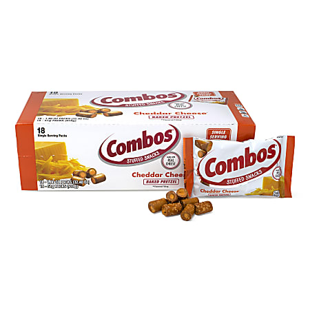 Combos Cheddar Cheese Pretzel Baked Snacks 1.8 Oz Box Of 18 Packs