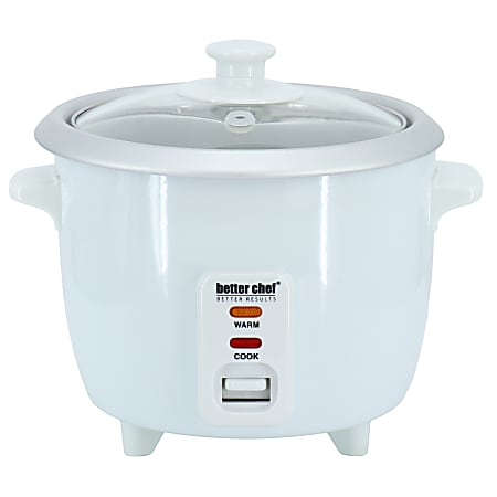 Better Chef 3-Cup Automatic Rice Cooker, 8-1/2” x 8”, White