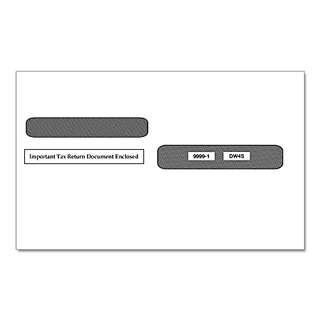 ComplyRight™ Double-Window Envelopes For 4-Up W-2 (5205, 5205A, 5209) Tax Forms, Moisture-Seal, White, Pack Of 100 Envelopes