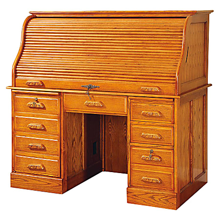 Cole Office Ashford Roll Top Computer Desk 51 H x 54 W x 29 D Oak