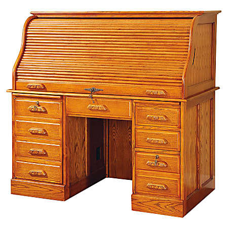 Cole Office Ashford Roll-Top Computer Desk, 51"H x 54"W x 29"D, Oak