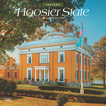 2025 BrownTrout Hoosier State Indiana Places Monthly Square Wall Calendar, 12" x 12", American States, Jan to Dec 2025, 9781975476410