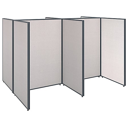 Bush Business Furniture ProPanels 4-Person Open Cubicle Office, 67"H x 101 7/8"W x 75 3/4"D, Light Gray, Standard Delivery Service
