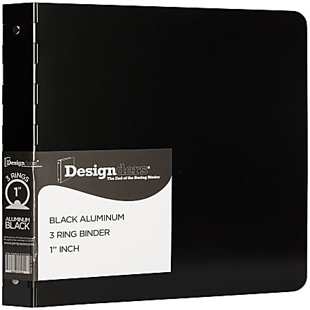 JAM PAPER 3 Ring Aluminum Binder, 1 inch, Black, Sold Individually