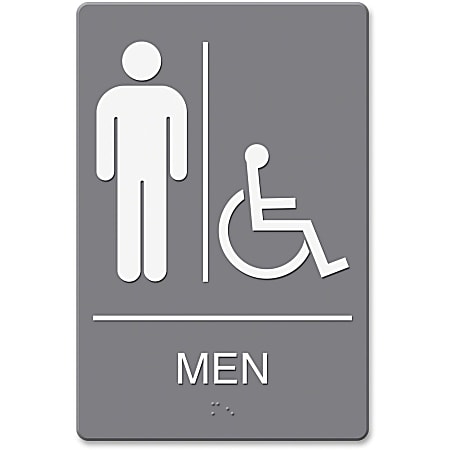 Headline U.S. Stamp & Sign Men/Wheelchair Image Indoor Sign - English - Print/Message "men's restroom/wheelchair accessible" - 4815
