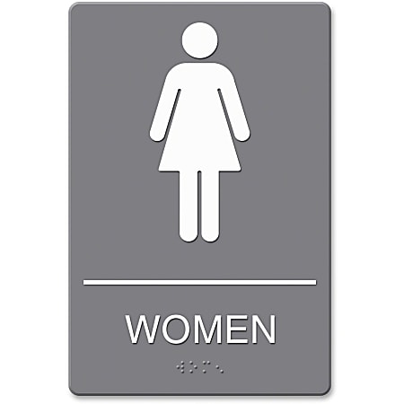 Headline Sign ADA Restroom Sign, Women's, 6" x 9", Gray