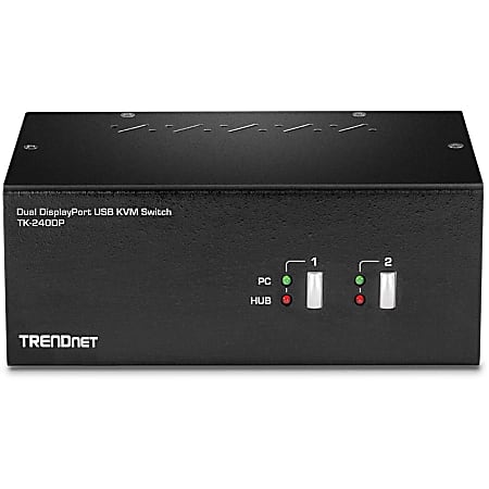 TRENDnet 2-Port Dual Monitor DisplayPort KVM Switch With Audio, 2-Port USB 2.0 Hub, 4K UHD Resolutions Up To 3840x 2160