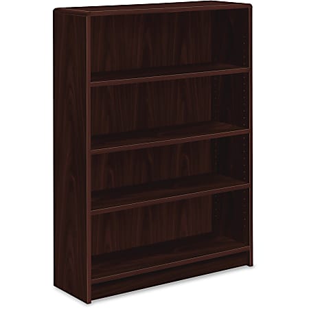 HON® Radius-Edge Bookcase, 4 Shelves, Mahogany