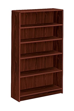 HON® Radius-Edge Bookcase, 5 Shelves, Mahogany
