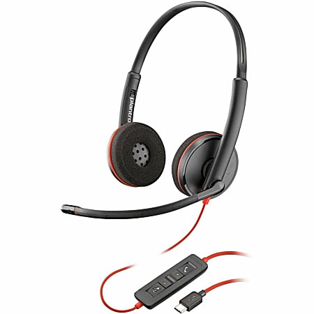Plantronics® Blackwire C3220 Dual-Ear Headset, Black/Red