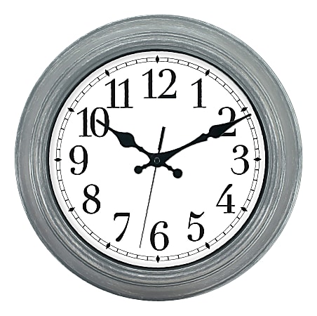 Realspace™ Round Wall Clock, 13", Wiped Gray