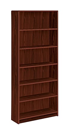 HON® Radius-Edge Bookcase, 6 Shelves, Mahogany