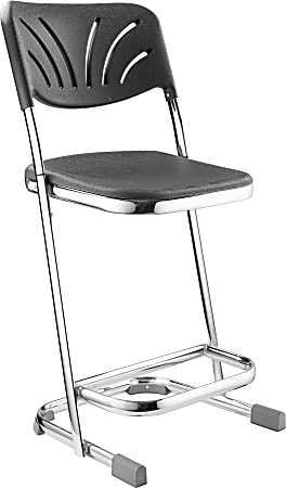 National Public Seating 6600 Series Elephant Z-Stools With Backrest, 22"H, Black/Chrome, Pack Of 3 Stools