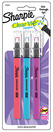 SHARPIE Clear View Highlighters, Chisel Tip, Assorted Fluorescent, 3 Pack  (1976770)