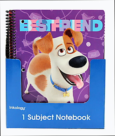 Inkology Notebooks, The Secret Life Of Pets, 8-1/2" x 11", College Ruled, 140 Pages (70 Sheets), Assorted Designs, Pack Of 12 Notebooks