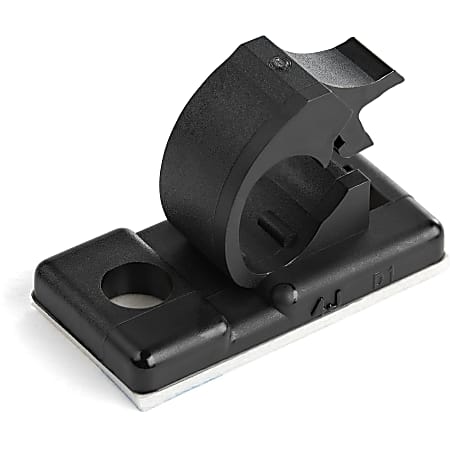StarTech.com 100 Self Adhesive Cable Management Clips - Ethernet/Network Cable/Office Desk Cord Organizer - Clamp Black