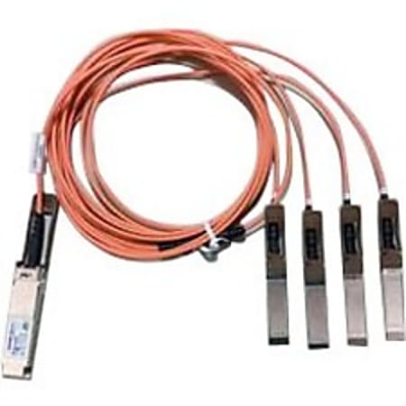 Cisco Fiber Optic Network Cable - 32.81 ft Fiber Optic Network Cable for Network Device, Switch, Router - First End: 1 x QSFP Network - Male - Second End: 4 x SFP+ Network - Male - Red