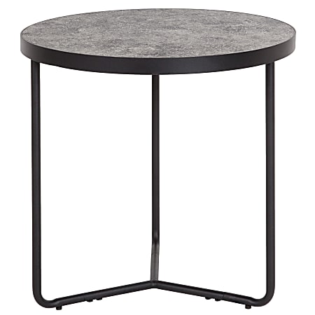 Flash Furniture Round End Table, 19-1/2"H x 19-1/4"W x 19-1/4"D, Black/Concrete