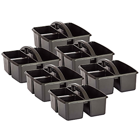 Teacher Created Resources Plastic Storage Caddies, 9-1/4"H x 5-1/4"W x 9"D, Black, Pack Of 6 Caddies